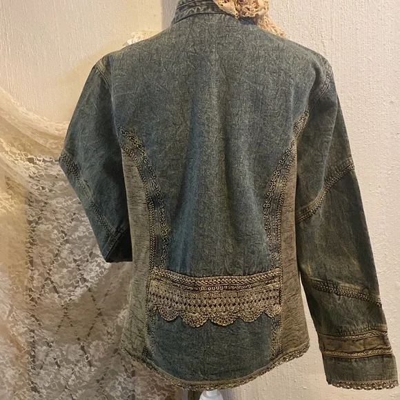 Vintage Embroidered & Lace Denim Jacket - Picture 2 of 12